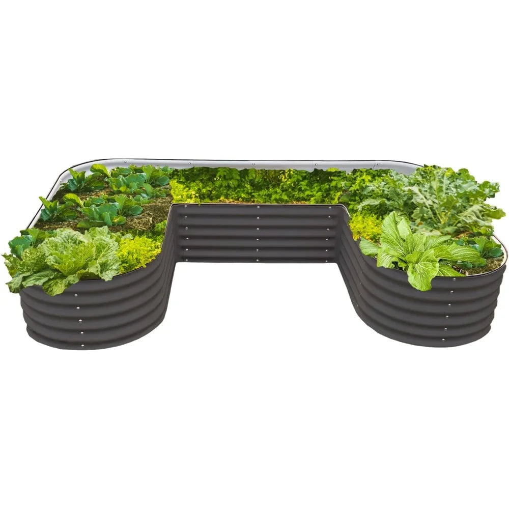 17" Tall U-Shape Raised Garden Bed, Coated Steel