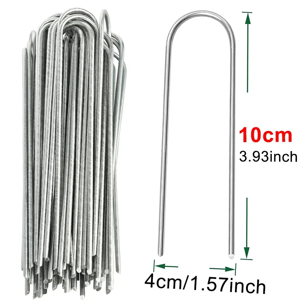 Heavy-duty U-Shaped Garden/Landscaping Staples, For Holding Weed Barriers in Place, Galvanized