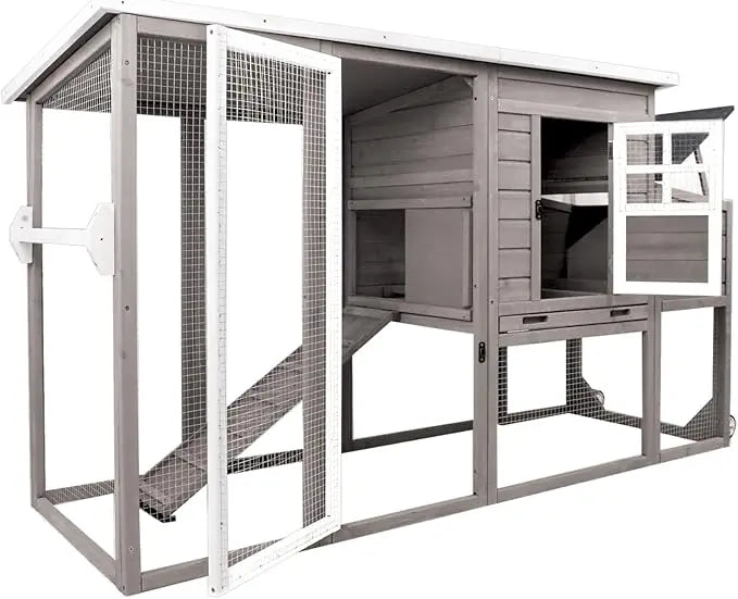 Chicken Coop/Tractor, Solid Wood, Large Run, Nest Box