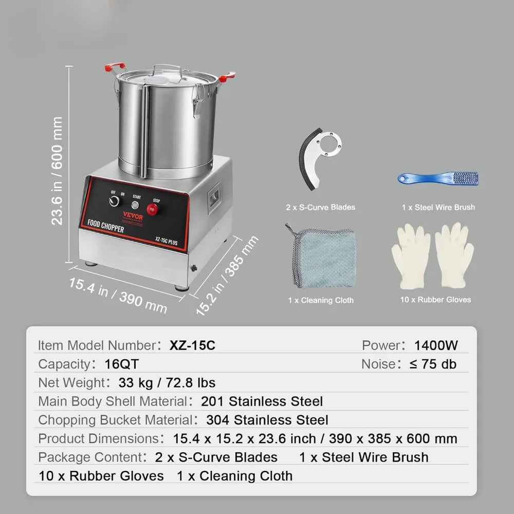 Food Processor & Vegetable Chopper, 16 Quart