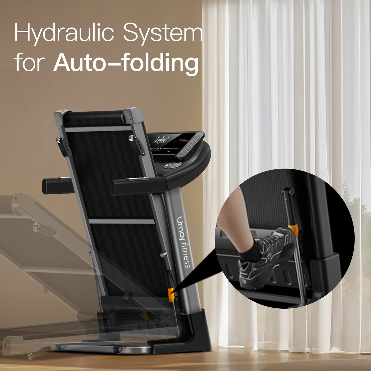 Treadmill, Folding, Incline, with Pulse Sensors, 3.0 HP Quiet Brushless, 300 Lb. Capacity