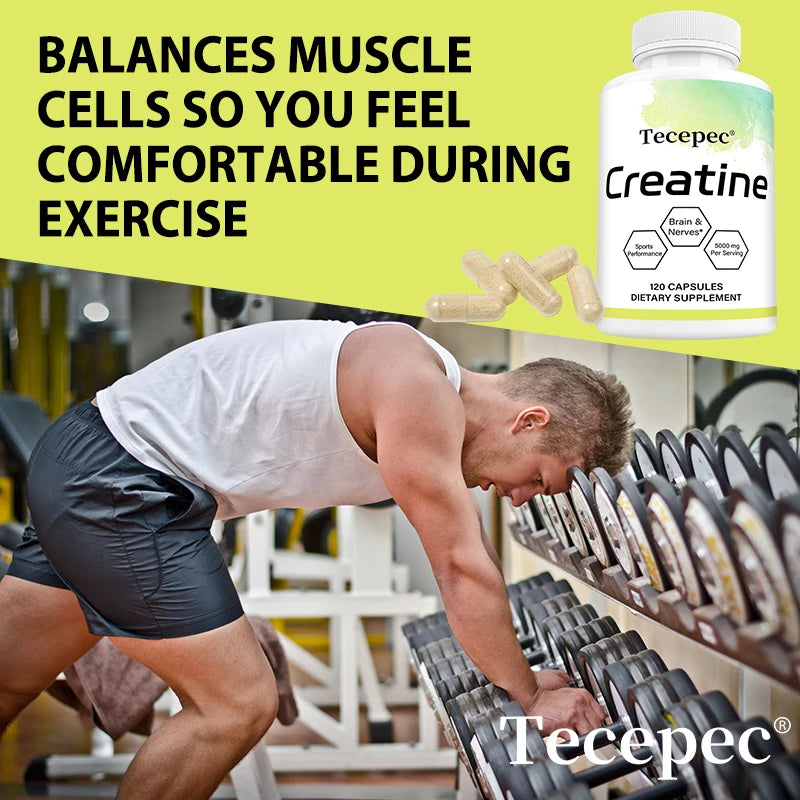 Creatine Monohydrate 5000 mg, Supports Muscle, Performance & Strength, Recovery, Brain Function, 120 Capsules
