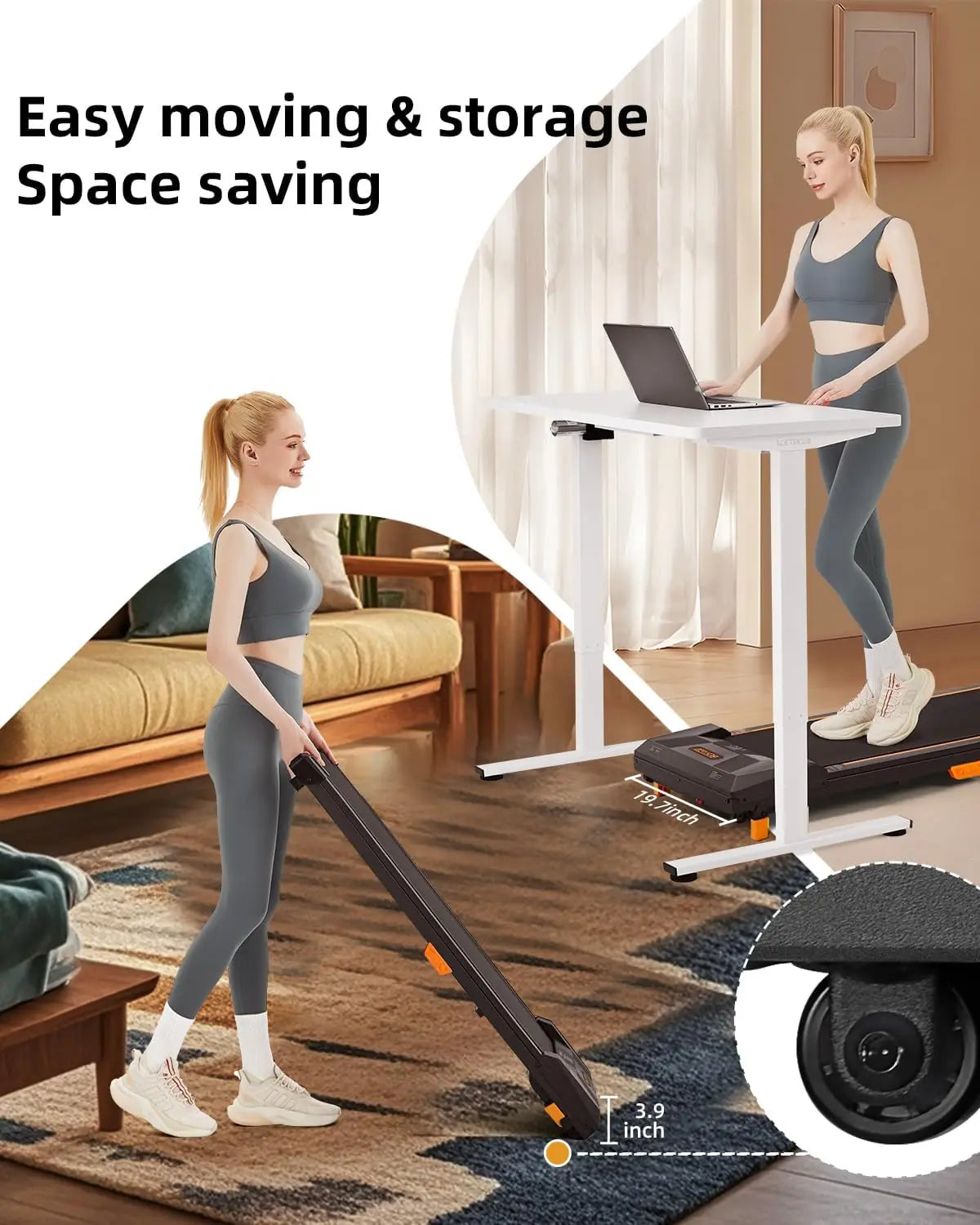 330 Lb. Cap. Under Desk Portable Treadmill, 2.5 HP