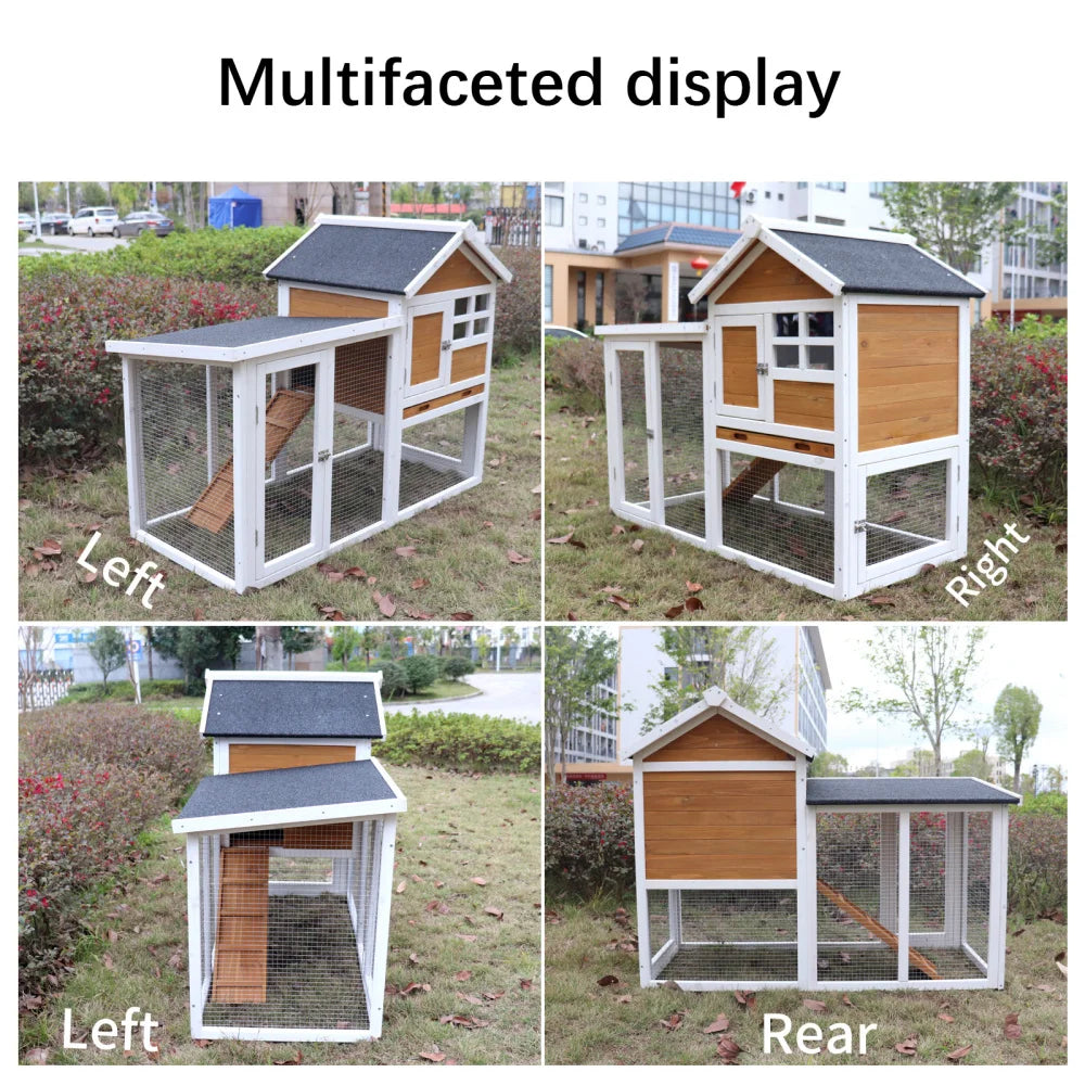 Deluxe Wooden Chicken Coop, Hen House, 4 Seasons