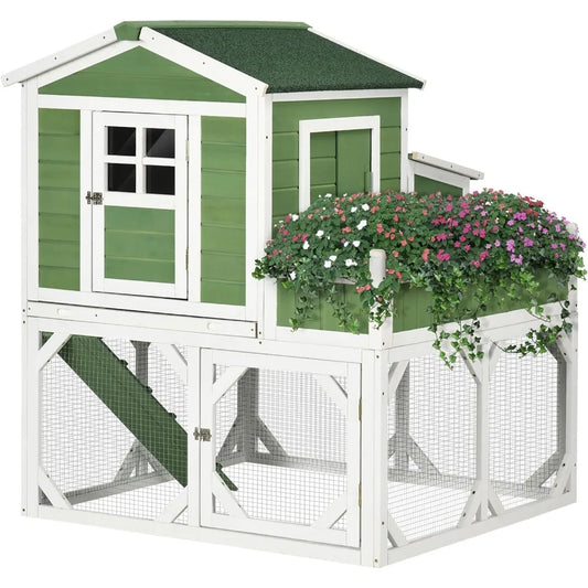 49" Small Chicken Coop, Chicken Run, Garden Space, Weather Protection, For 2-4 Chickens