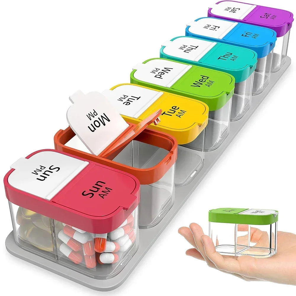Large 7 Day Pill Organizer - Detachable Containers
