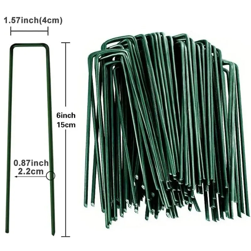 Heavy-duty U-Shaped Garden/Landscaping Staples, For Holding Weed Barriers in Place, Galvanized