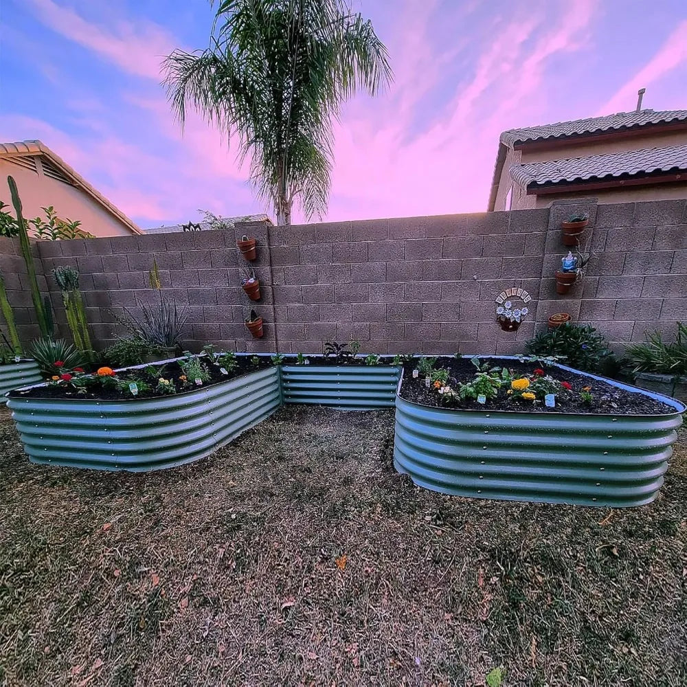Raised Garden Bed, U-Shaped, 17" Tall, Metal, Jumbo Size