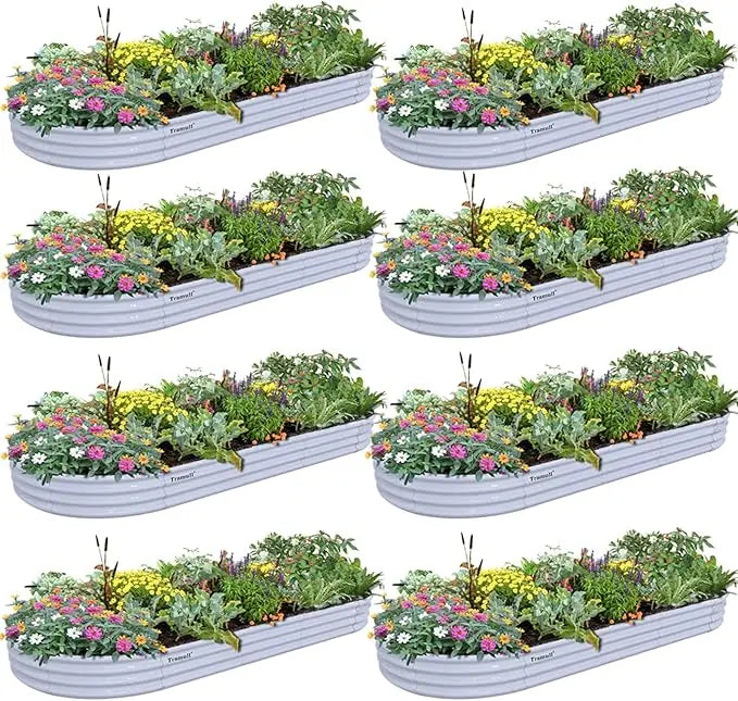 8-Pack Raised Garden Beds, 12 Inches High, 8 Ft. x 3 Ft., Galvanized