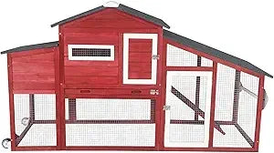 Chicken Coop/Tractor, Solid Wood, Large Run, Nest Box