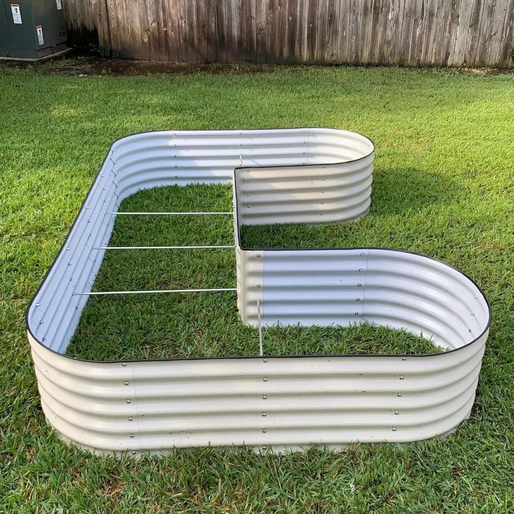 17" Tall U-Shape Raised Garden Bed, Coated Steel