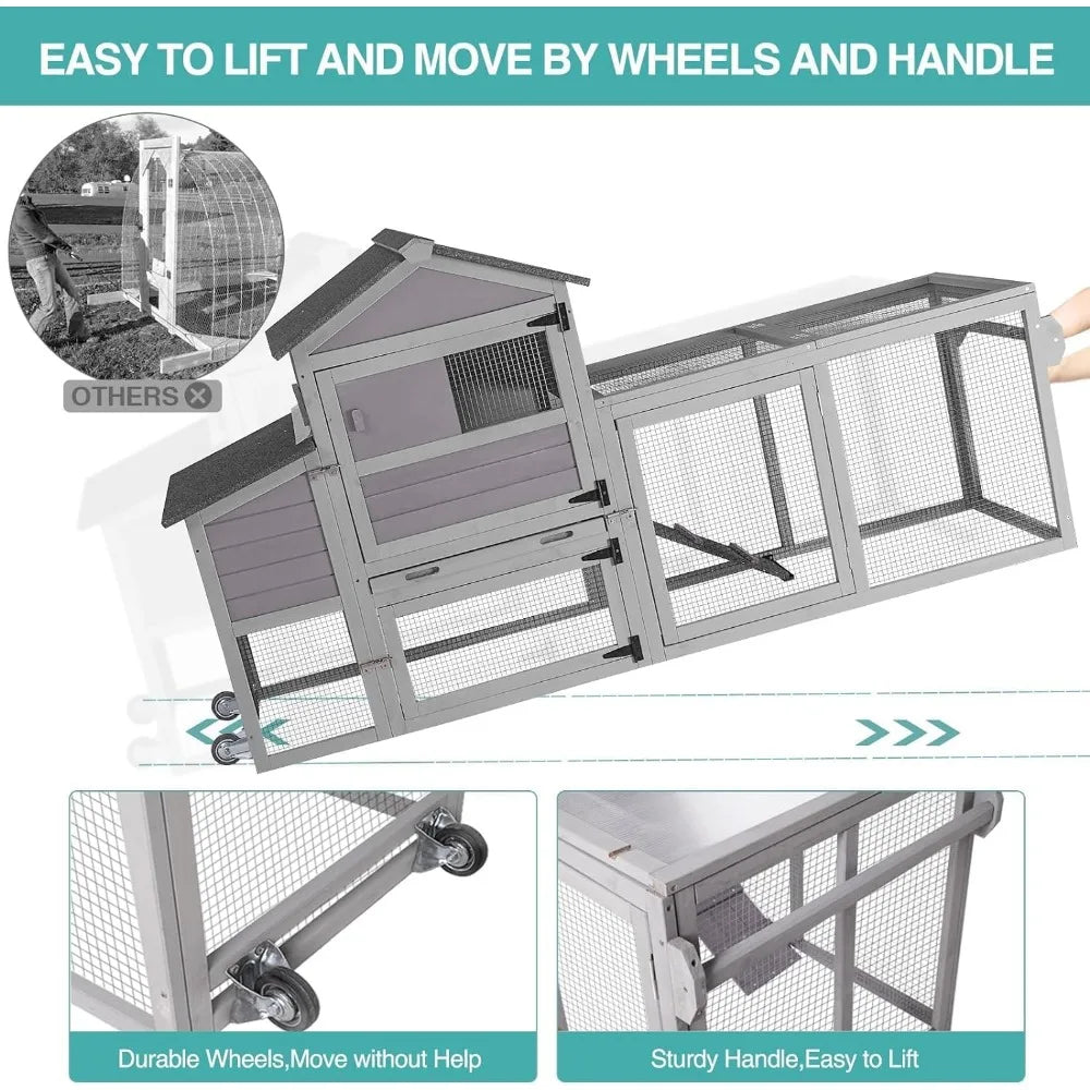 Chicken Coop, 2 - 4 Chickens, Mobile with Wheels