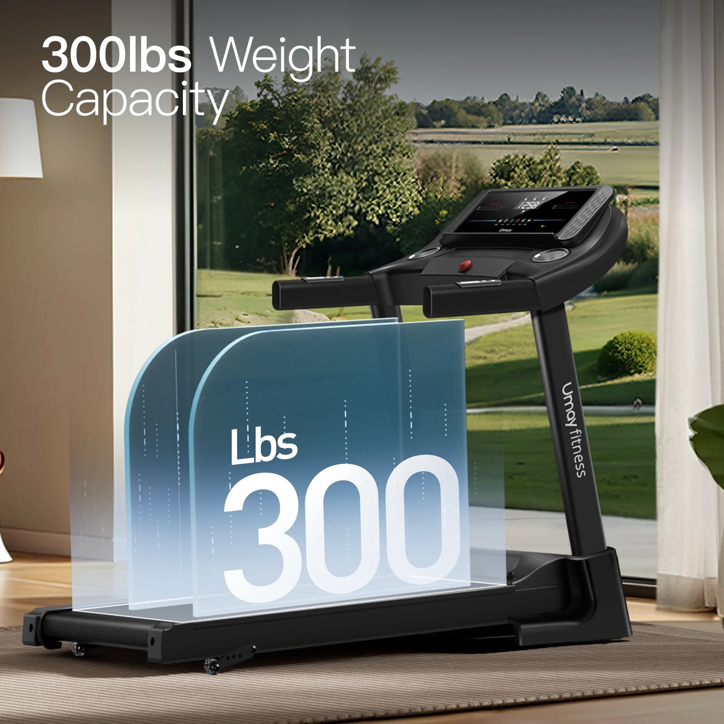 Folding Treadmill with Pulse Sensors, 3.0 HP, 300 Lb. Capacity
