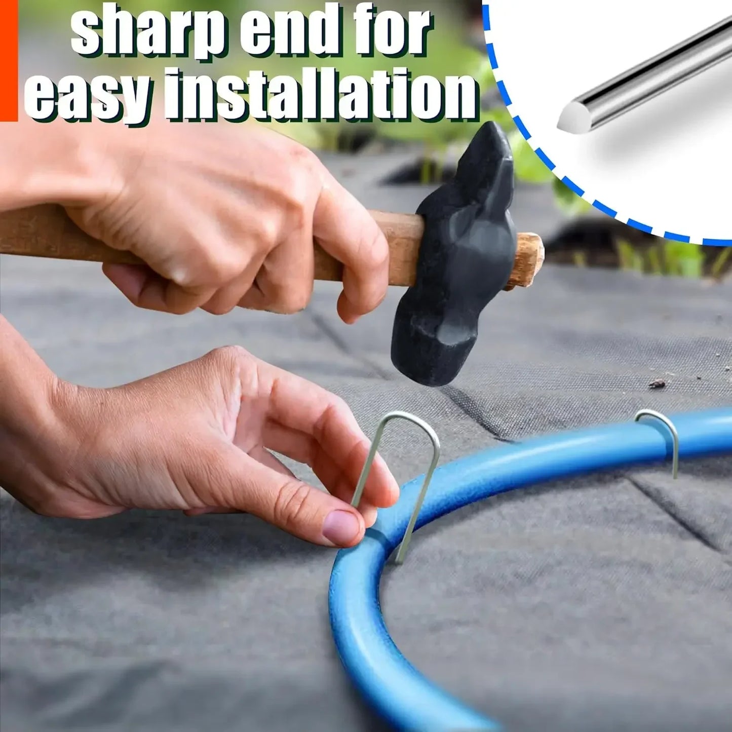 Heavy-duty U-Shaped Garden/Landscaping Staples, For Holding Weed Barriers in Place, Galvanized