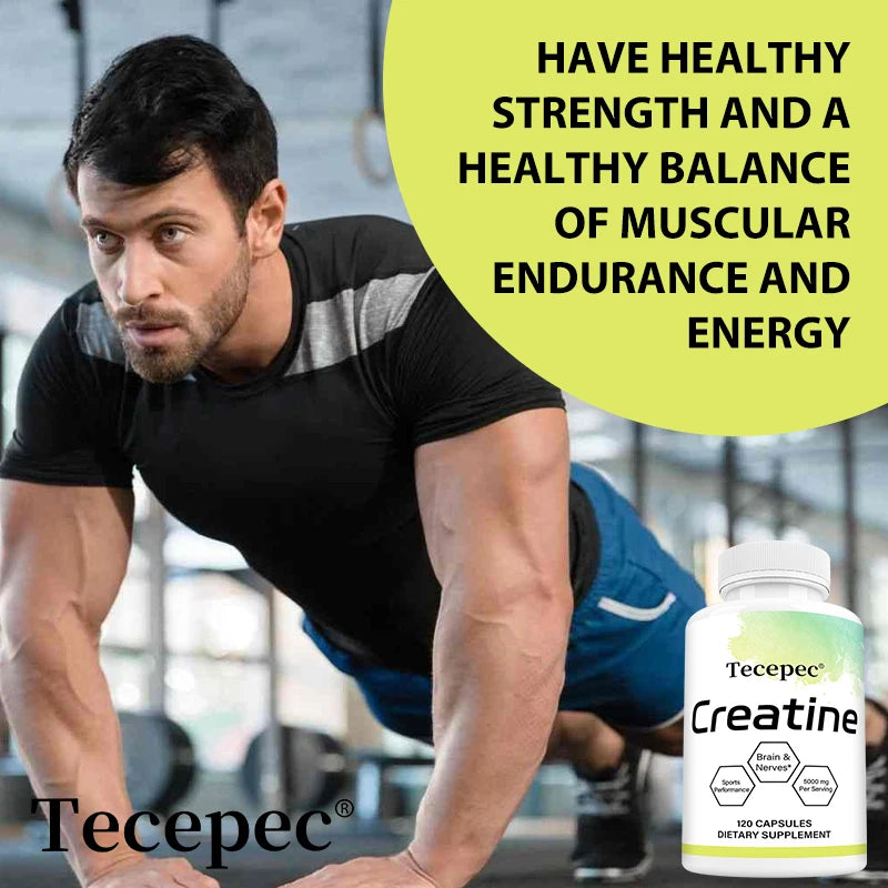 Creatine Monohydrate 5000 mg, Supports Muscle, Performance & Strength, Recovery, Brain Function, 120 Capsules
