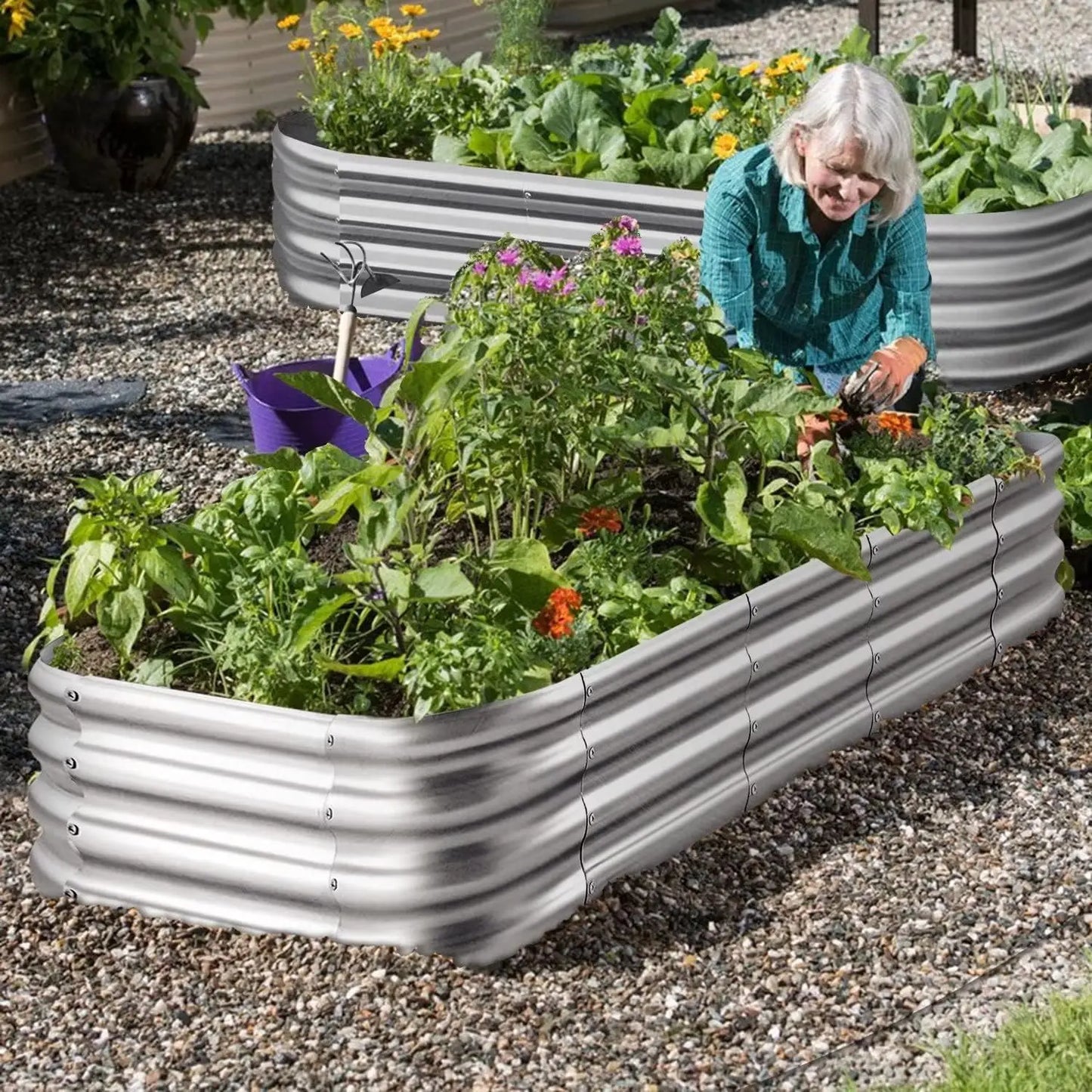 Galvanized Raised Garden Bed, Jumbo Size, 12 Inches High, 8 Ft.×4 Ft., 12 Configurations