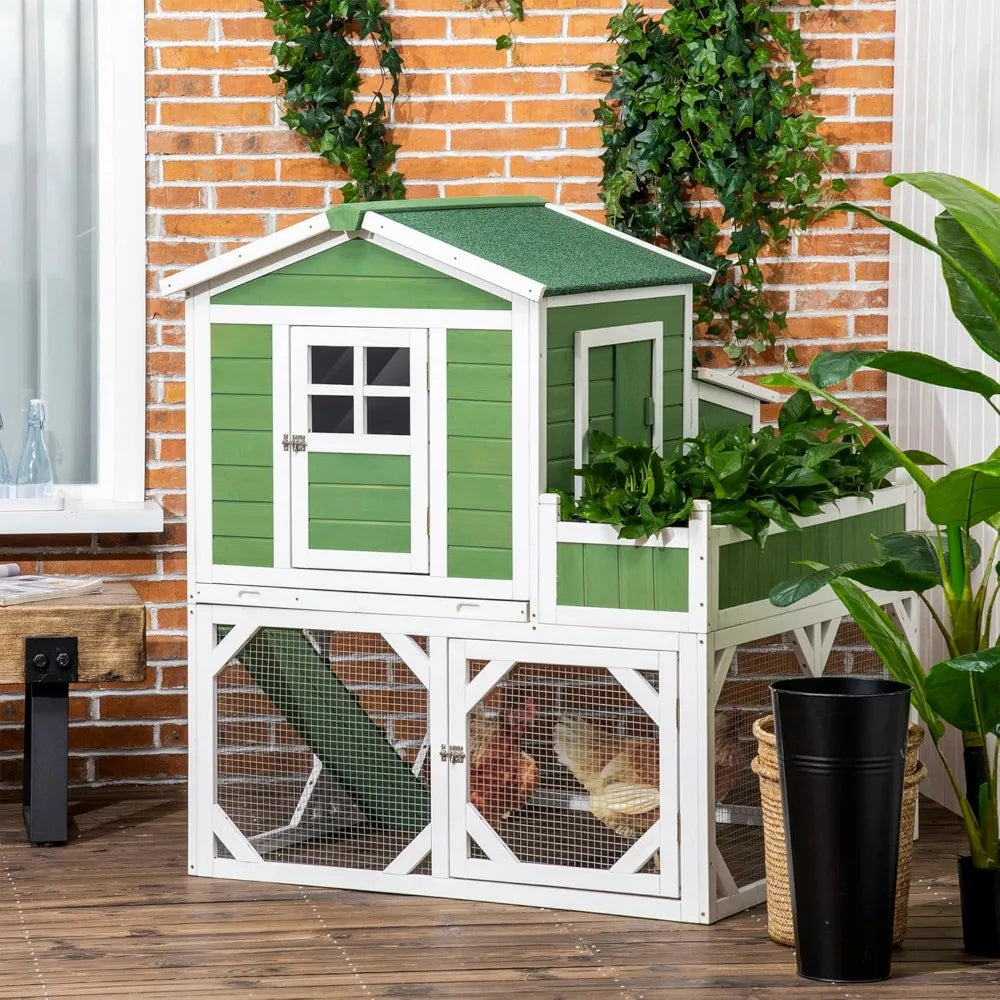 49" Small Chicken Coop, Chicken Run, Garden Space, Weather Protection, For 2-4 Chickens