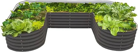 Raised Garden Bed, U-Shaped, 17" Tall, Metal, Jumbo Size