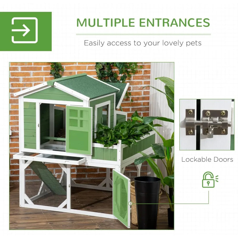 49" Small Chicken Coop, Chicken Run, Garden Space, Weather Protection, For 2-4 Chickens