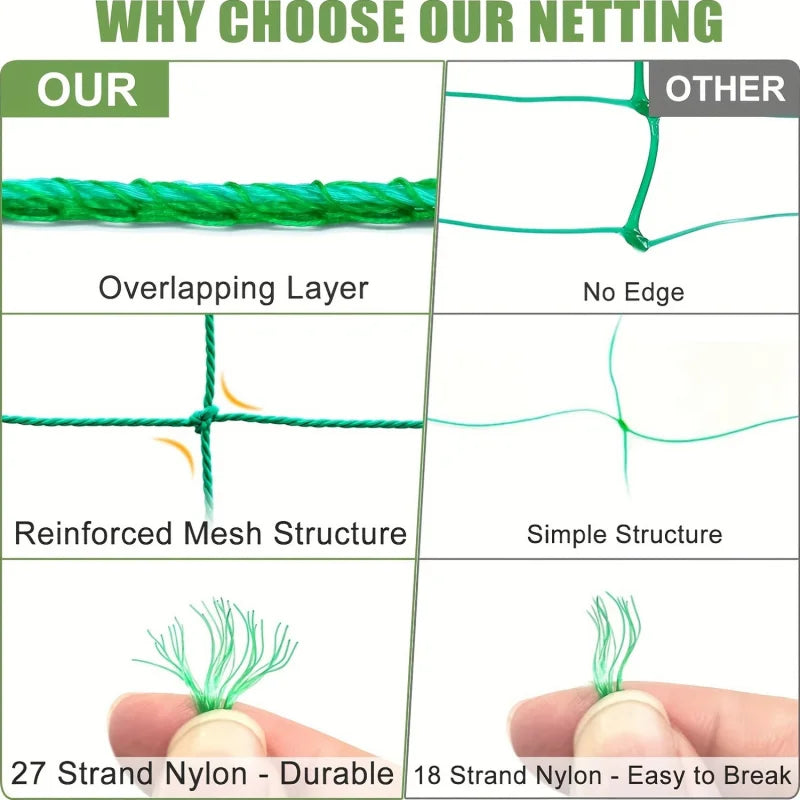 Heavy-Duty Vegetable Garden Trellis Netting, 4x4 Inch Spacing