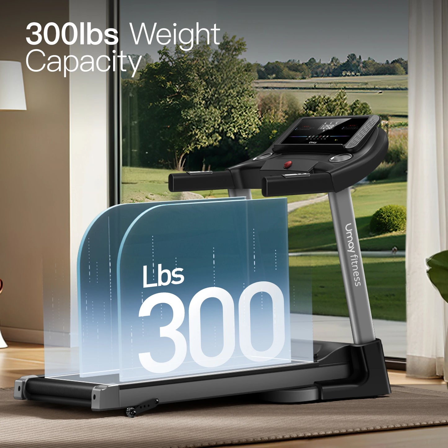 Treadmill, Folding, Incline, with Pulse Sensors, 3.0 HP Quiet Brushless, 300 Lb. Capacity