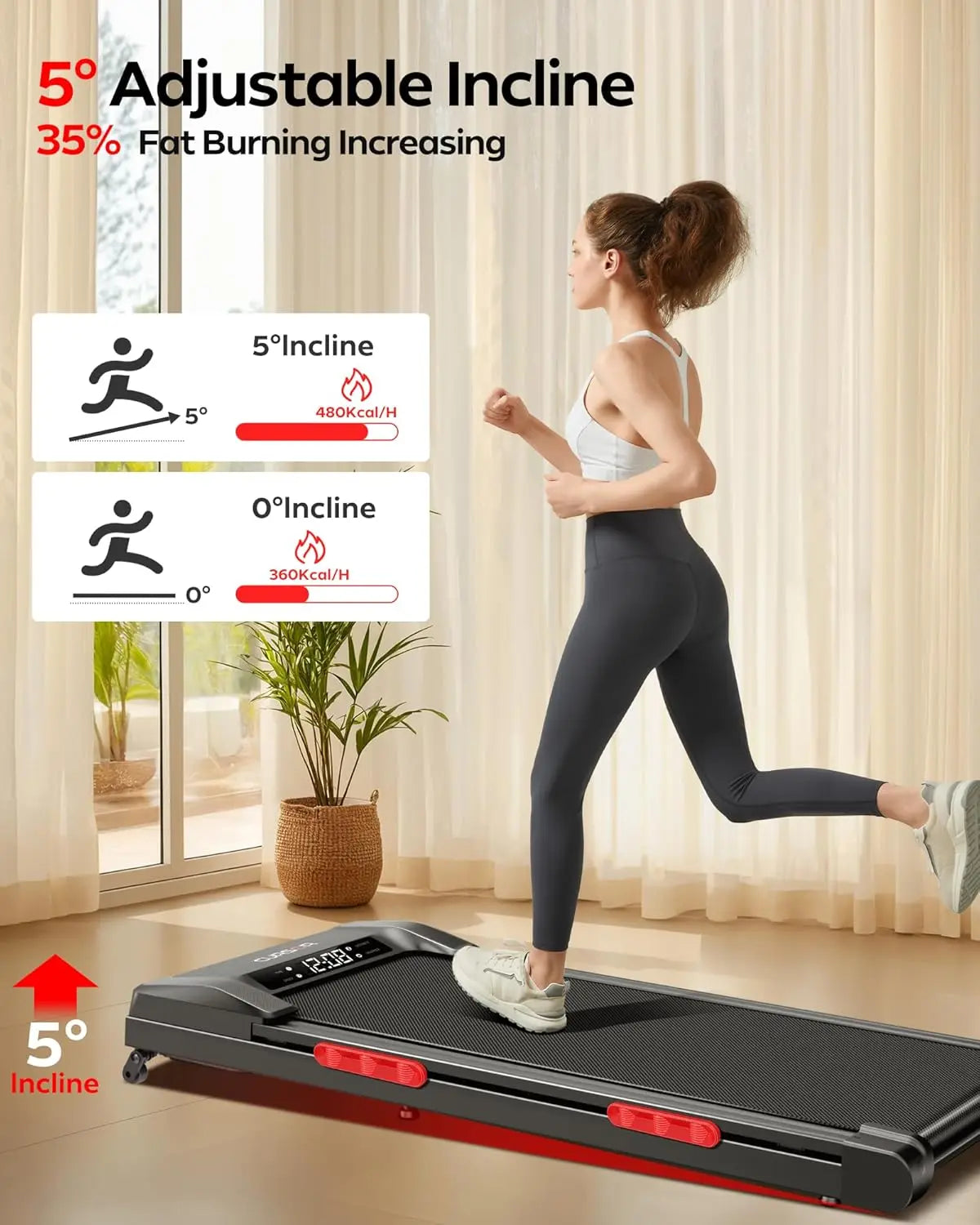 Walking Pad Treadmill with Incline, Under Desk