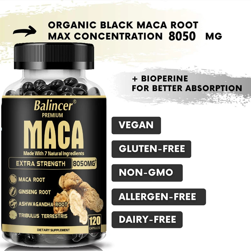 Maca Root, Ginseng Root, Boosts Energy