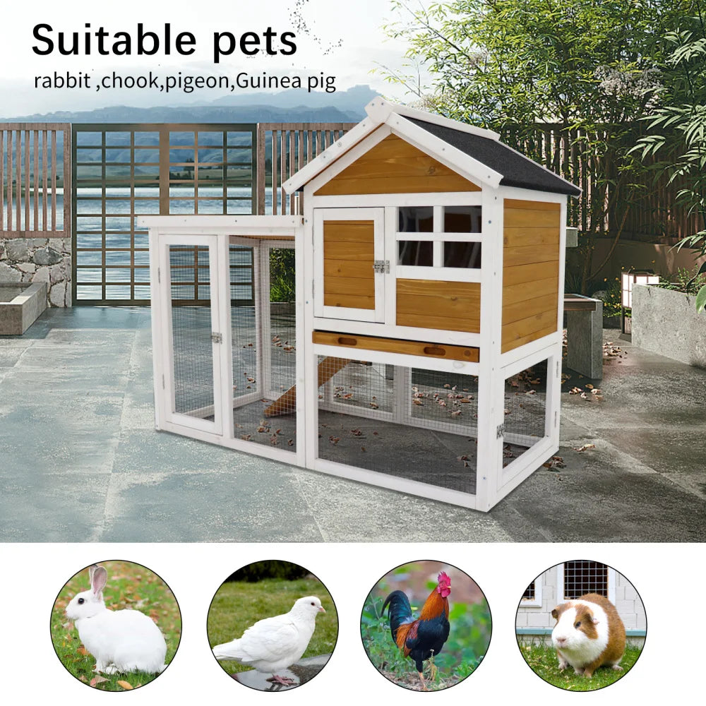 Deluxe Wooden Chicken Coop, Hen House, 4 Seasons