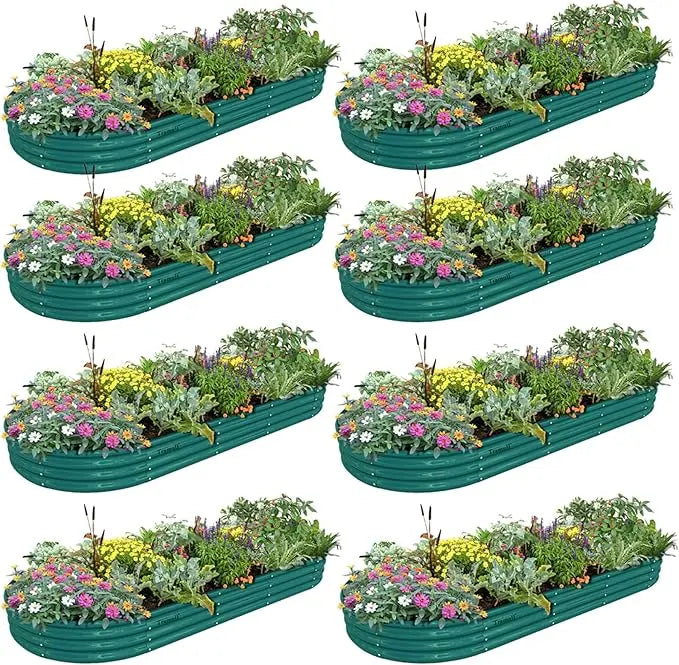 8-Pack Raised Garden Beds, 12 Inches High, 8 Ft. x 3 Ft., Galvanized