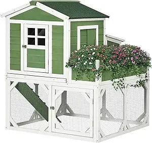 49" Small Chicken Coop, Chicken Run, Garden Space, Weather Protection, For 2-4 Chickens