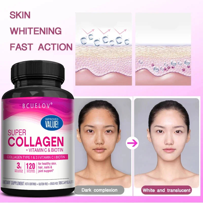 Collagen. Vitamin C, Biotin, Anti-Aging Support