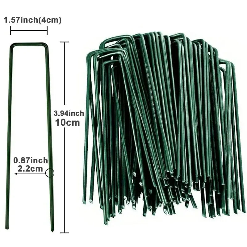 Heavy-duty U-Shaped Garden/Landscaping Staples, For Holding Weed Barriers in Place, Galvanized