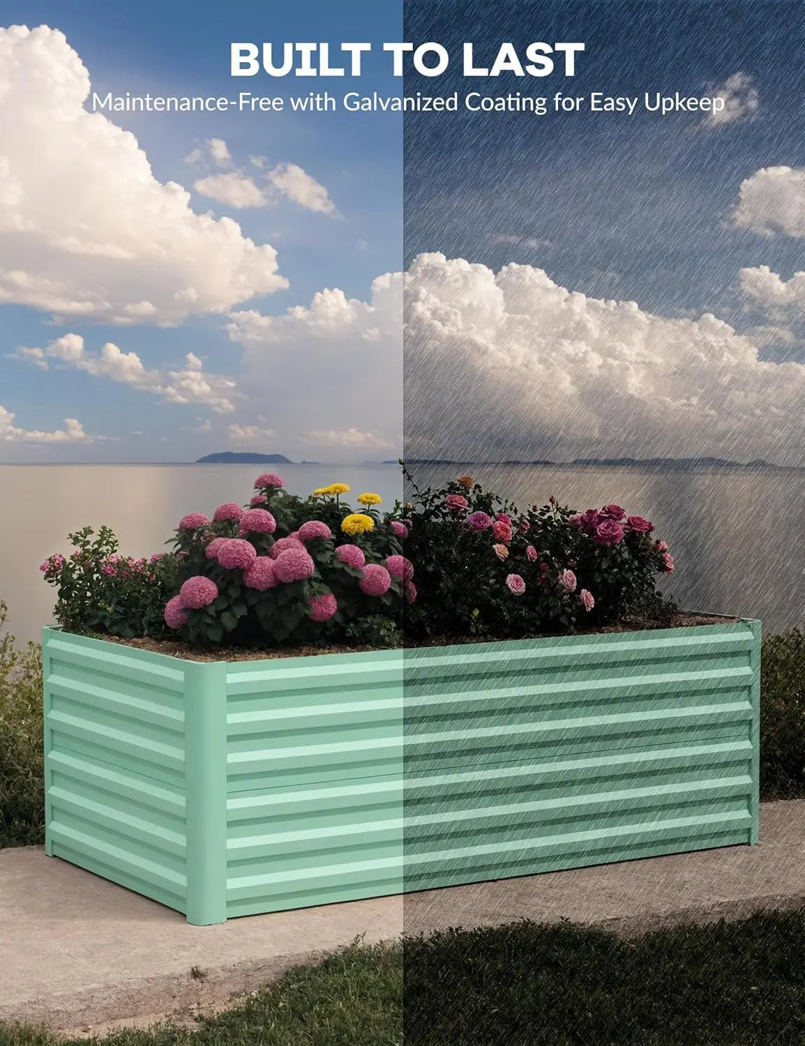 Two-foot High Galvanized Raised Garden Bed, 2 sizes, 2 colors