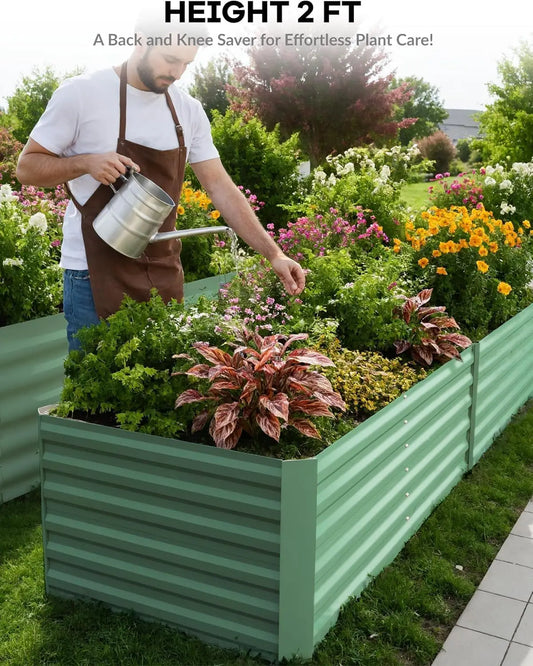 Two-foot High Galvanized Raised Garden Bed, 2 sizes, 2 colors