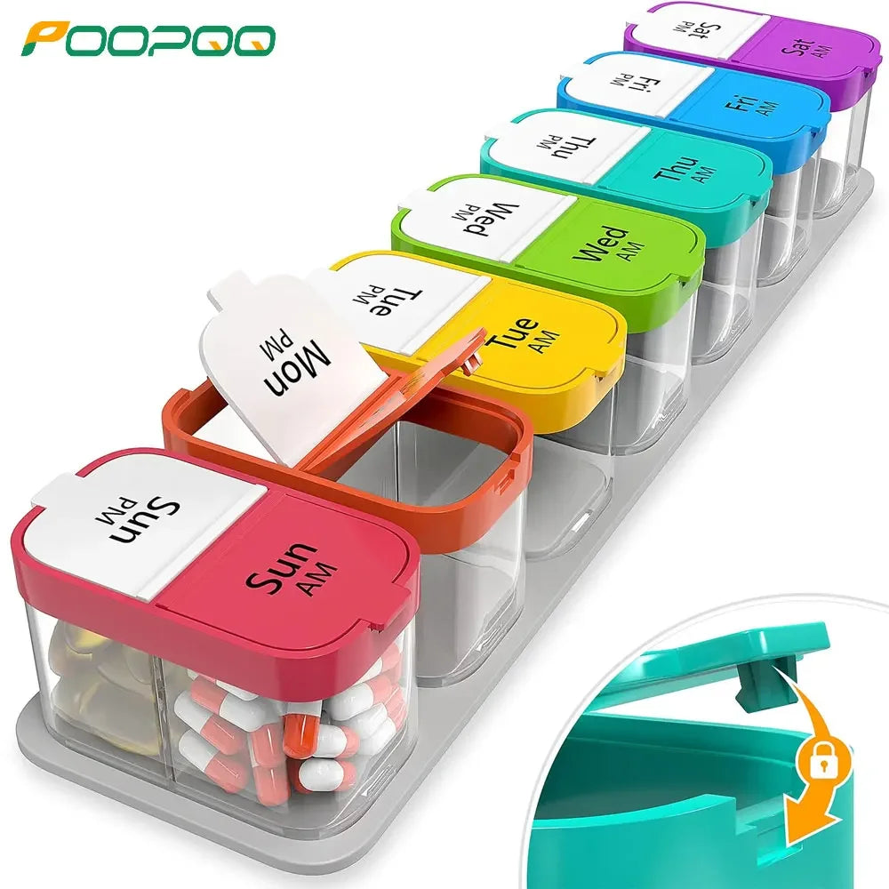 Large 7 Day Pill Organizer - Detachable Containers