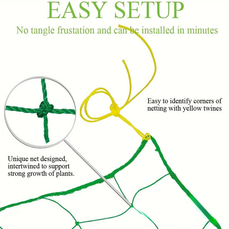 Heavy-Duty Vegetable Garden Trellis Netting, 4x4 Inch Spacing