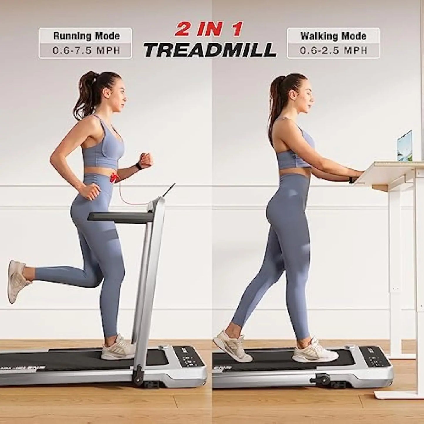 Under Desk Treadmill, 2.5 HP, Incline, Gesture Sensing Control