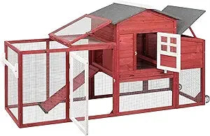 Chicken Coop/Tractor, Solid Wood, Large Run, Nest Box