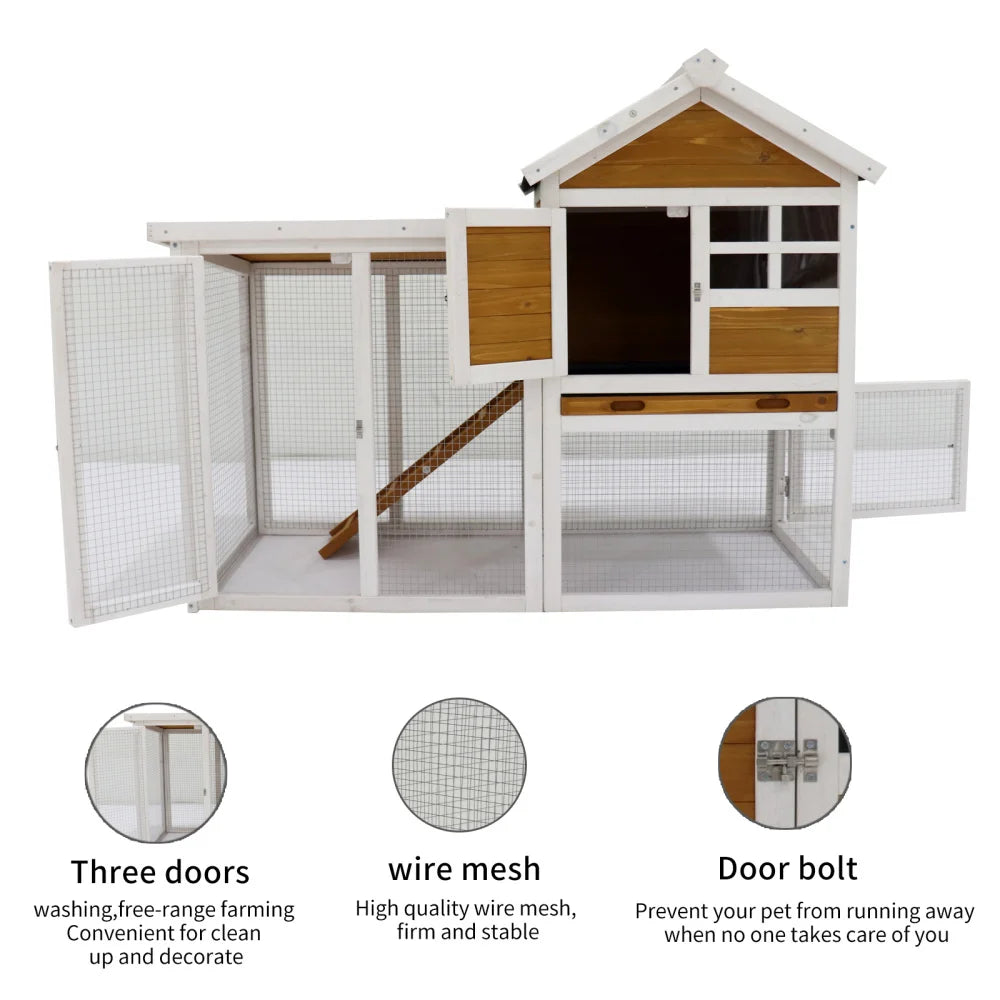 Deluxe Wooden Chicken Coop, Hen House, 4 Seasons