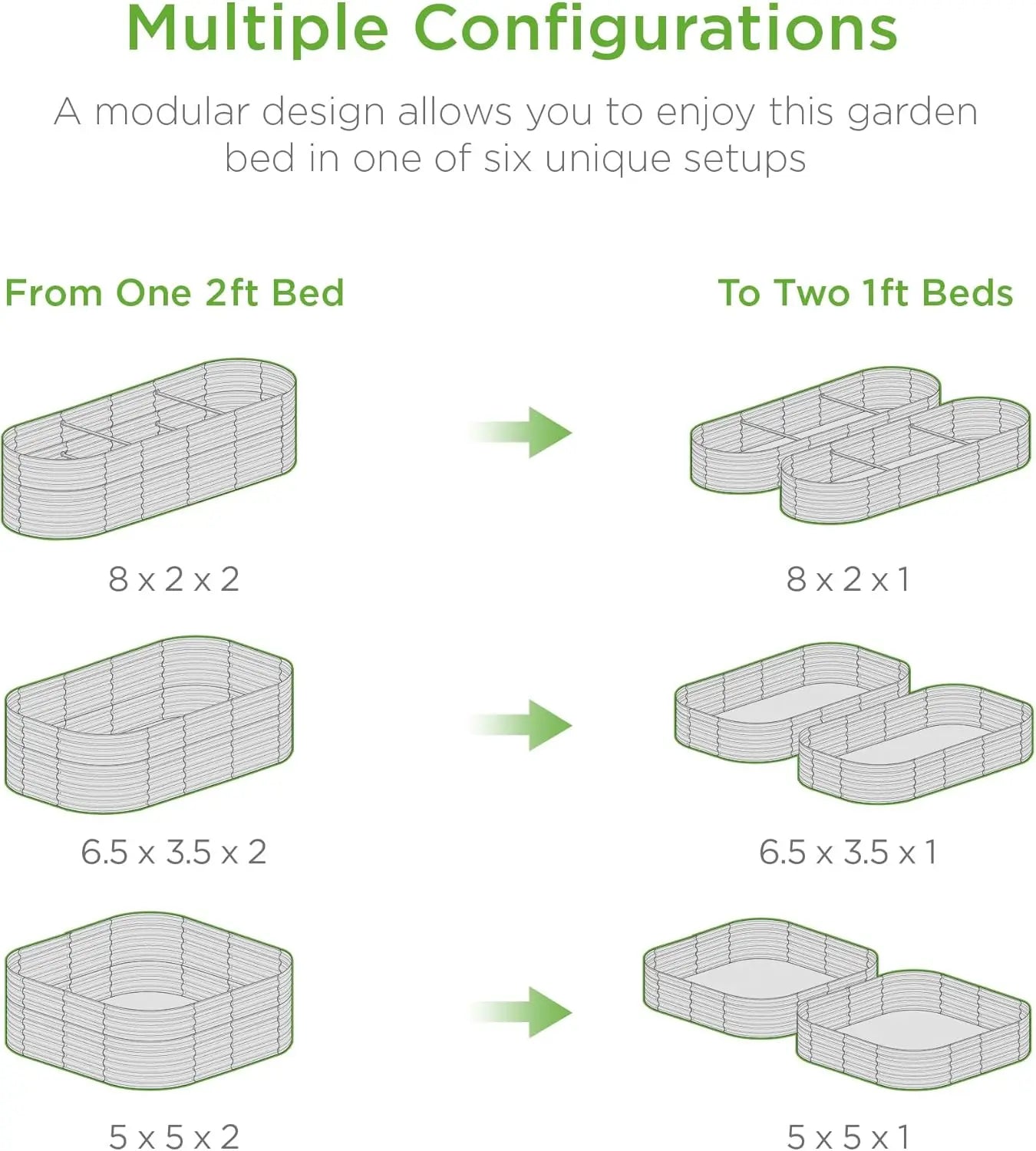 8x2x2ft Metal Raised Garden, W/ 4 Support Bars